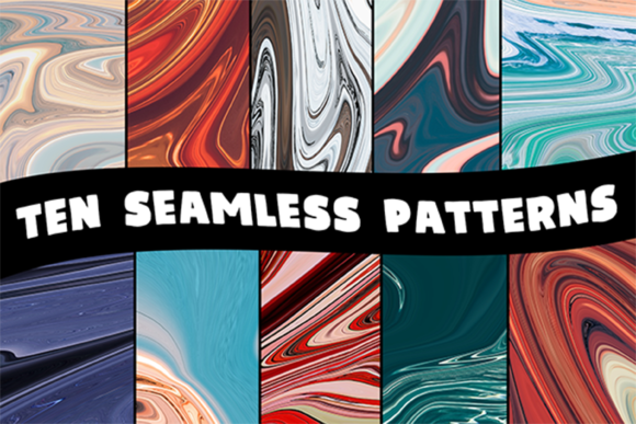 10 Liquid Marble Seamless Patterns Paper