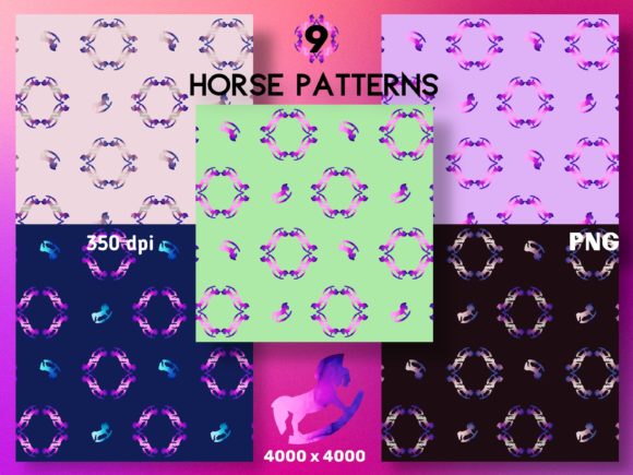 9 Horse Unicorn Patterns PNG: Stylish, Ready-to-Use Digital Designs for Creative Professionals