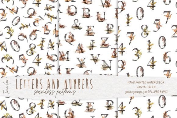 Alphabet and Numbers Seamless Patterns