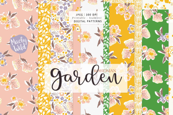 Bohemian Garden Flower Seamless Patterns