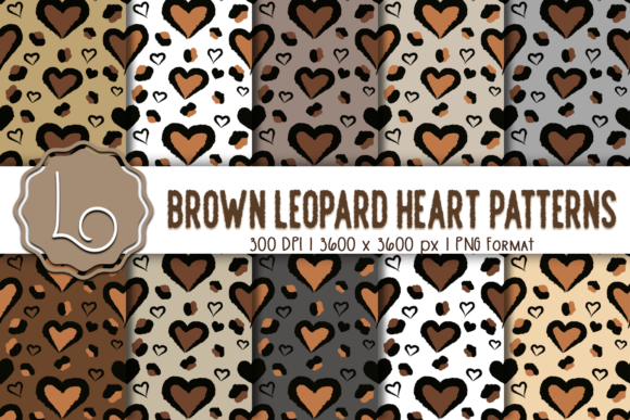 Brown Leopard Heart Patterns: High-Res Design Freedom