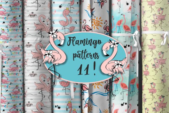 Cute Flamingo Seamless Patterns