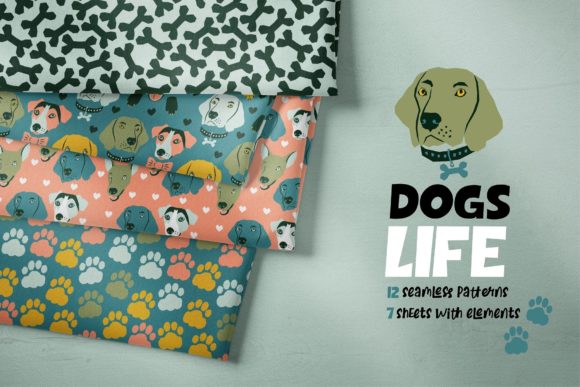 Dogs Life Patterns Characters
