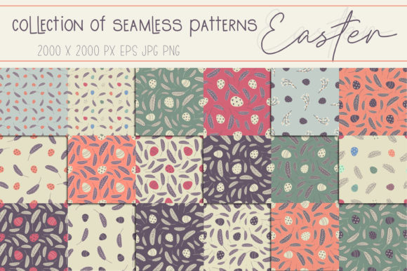 Easter Eggs Seamless Patterns Bundle