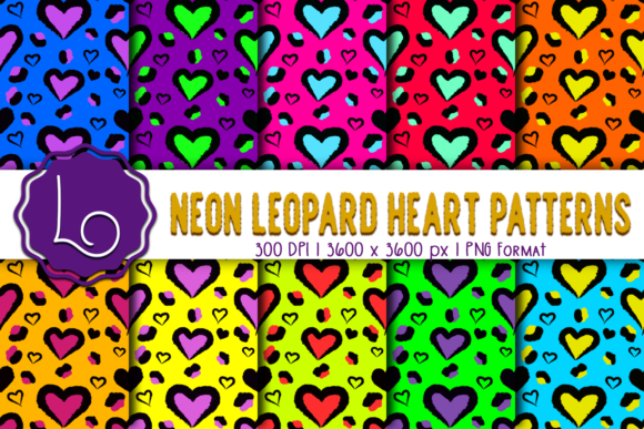 Neon Leopard Heart Patterns