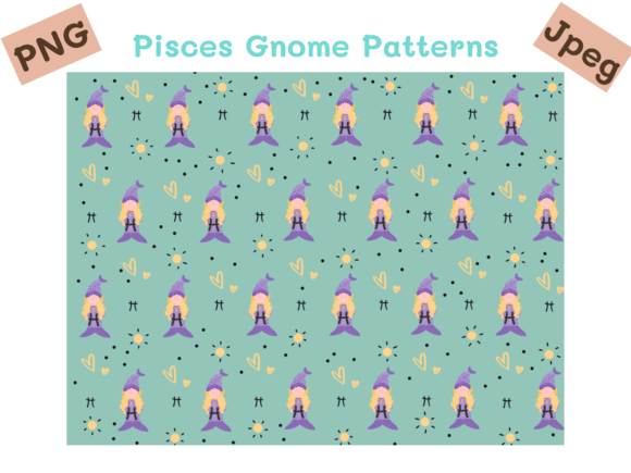 Pisces Gnome Patterns PNG JPEG