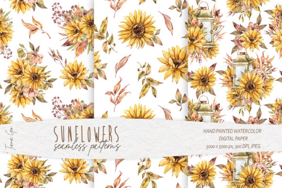 Sunflower Seamless Patterns - 3 JPEG