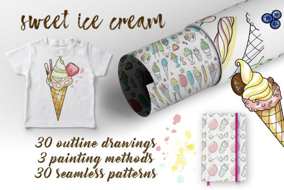 Sweet Ice Cream Vector Set & Patterns