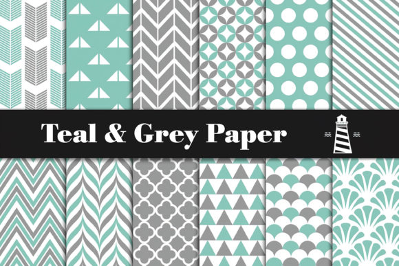 Teal and Grey Patterns: 12 Versatile, High-Resolution Backgrounds for Creative Projects
