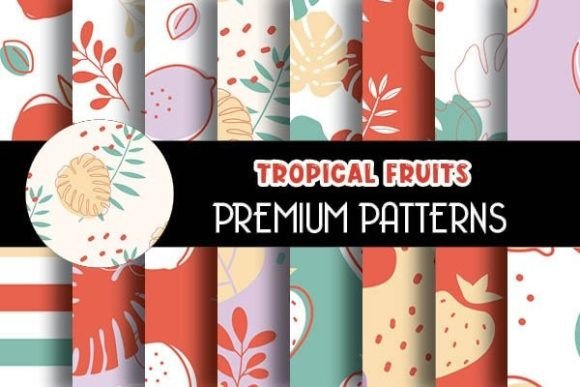 Tropical Fruits Digital Papers Patterns